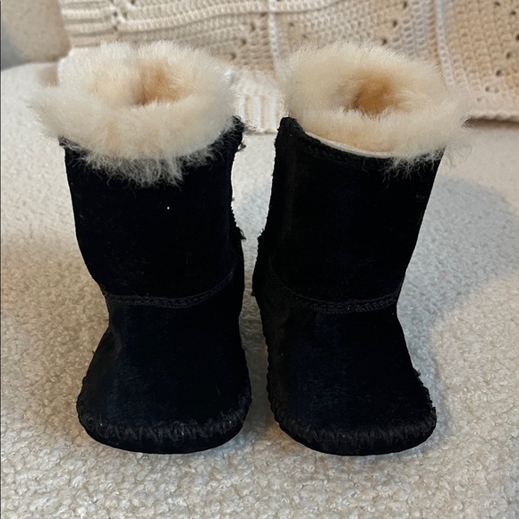 UGG Black Baby Boots with Cream Shearling